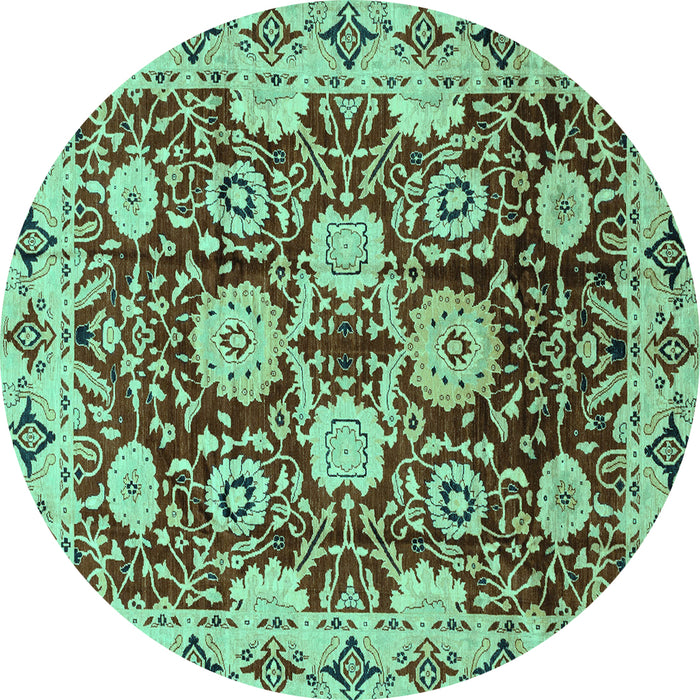 Round Abstract Turquoise Modern Rug, abs3890turq