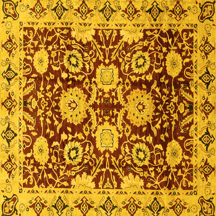 Square Machine Washable Abstract Yellow Modern Rug, wshabs3890yw
