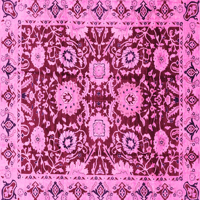 Square Machine Washable Abstract Pink Modern Rug, wshabs3890pnk