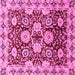 Square Machine Washable Abstract Pink Modern Rug, wshabs3890pnk