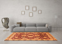 Machine Washable Abstract Orange Modern Rug, wshabs3890org