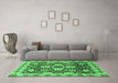 Machine Washable Abstract Emerald Green Modern Area Rugs in a Living Room,, wshabs3890emgrn