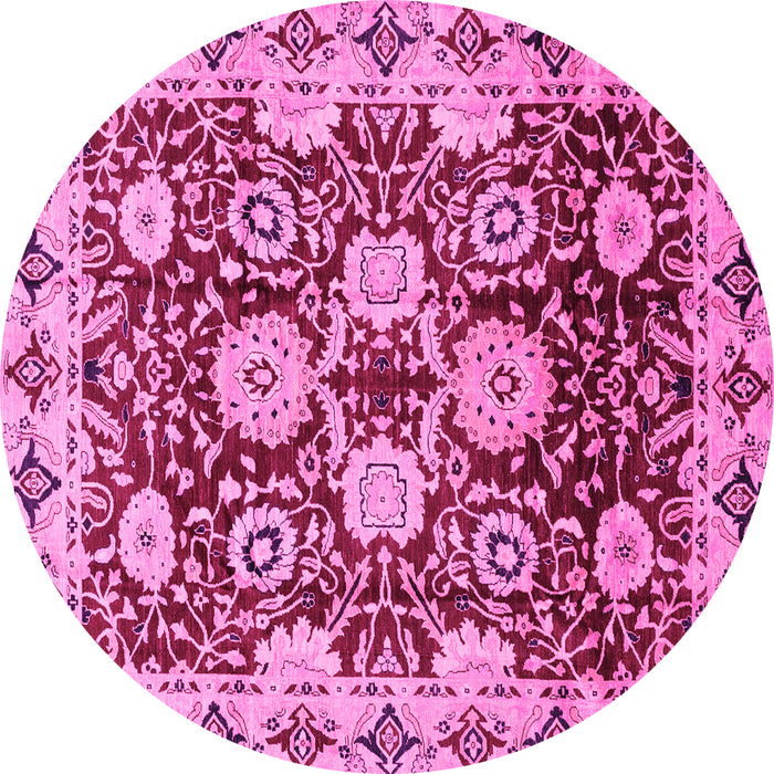 Round Abstract Pink Modern Rug, abs3890pnk