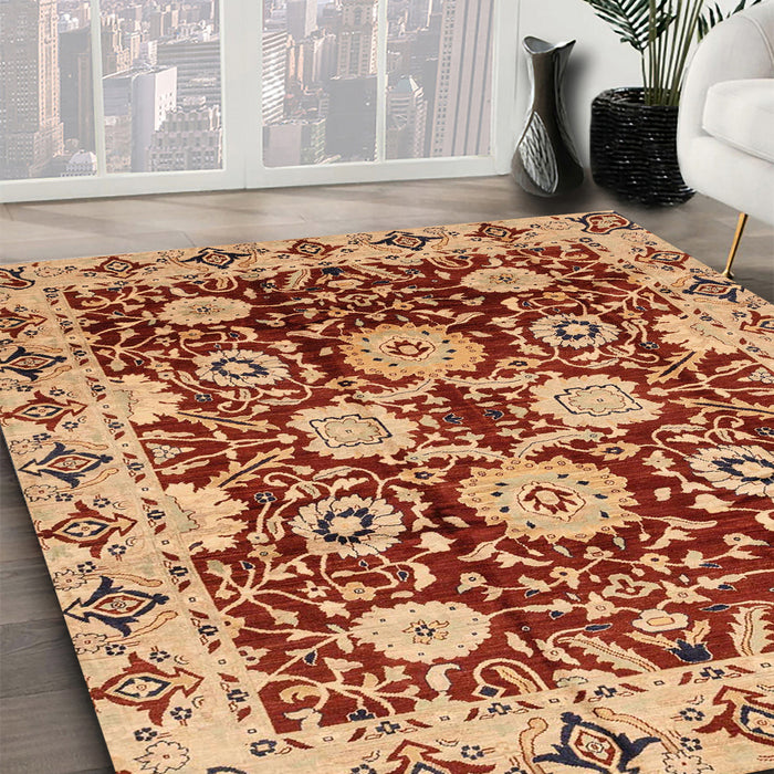 Machine Washable Abstract Red Rug in a Family Room, wshabs3890