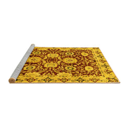 Sideview of Machine Washable Abstract Yellow Modern Rug, wshabs3890yw