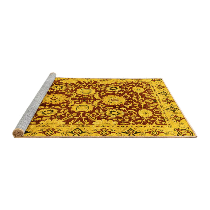 Sideview of Machine Washable Abstract Yellow Modern Rug, wshabs3890yw