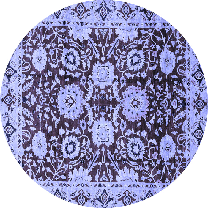 Round Machine Washable Abstract Blue Modern Rug, wshabs3890blu