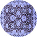 Round Machine Washable Abstract Blue Modern Rug, wshabs3890blu