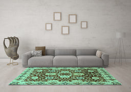 Machine Washable Abstract Turquoise Modern Area Rugs in a Living Room,, wshabs3890turq