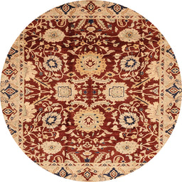 Round Machine Washable Abstract Red Rug, wshabs3890