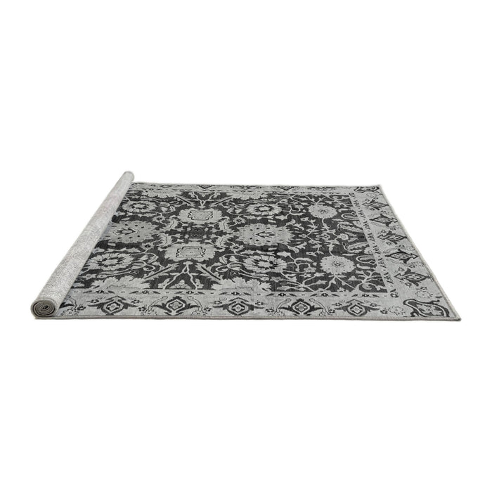Sideview of Machine Washable Abstract Gray Modern Rug, wshabs3890gry