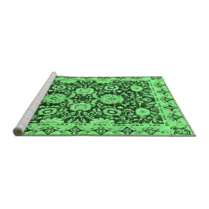 Sideview of Machine Washable Abstract Emerald Green Modern Area Rugs, wshabs3890emgrn