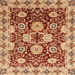 Square Machine Washable Abstract Red Rug, wshabs3890