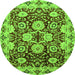 Round Machine Washable Abstract Green Modern Area Rugs, wshabs3890grn