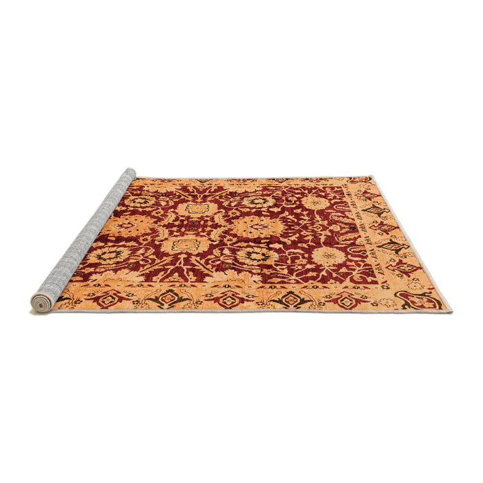 Sideview of Machine Washable Abstract Orange Modern Area Rugs, wshabs3890org