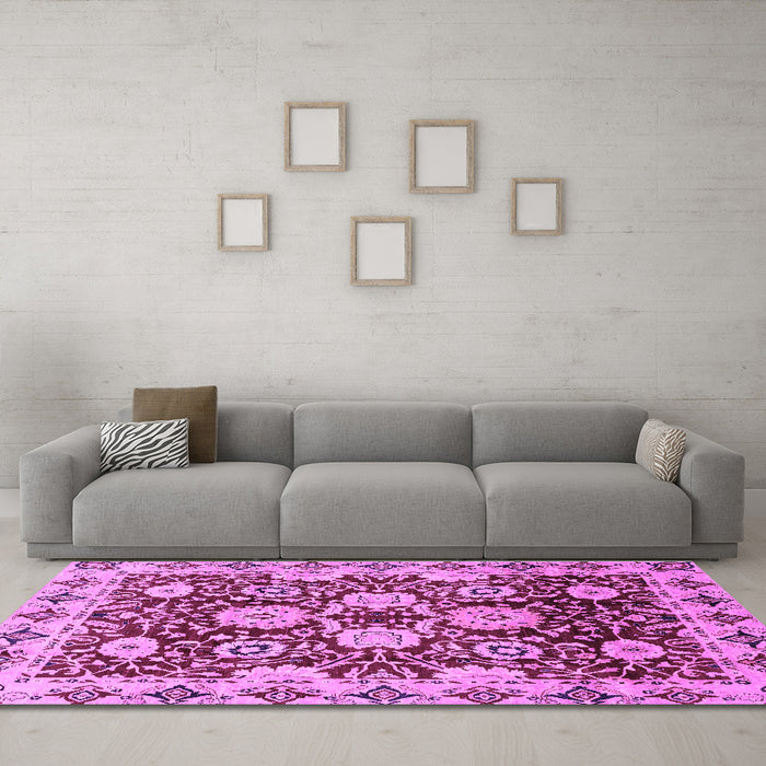 Machine Washable Abstract Purple Modern Area Rugs in a Living Room, wshabs3890pur