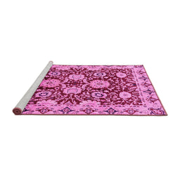 Sideview of Machine Washable Abstract Pink Modern Rug, wshabs3890pnk
