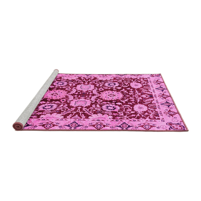 Sideview of Machine Washable Abstract Pink Modern Rug, wshabs3890pnk