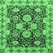 Square Machine Washable Abstract Emerald Green Modern Area Rugs, wshabs3890emgrn