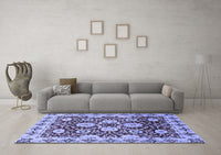 Machine Washable Abstract Blue Modern Rug, wshabs3890blu