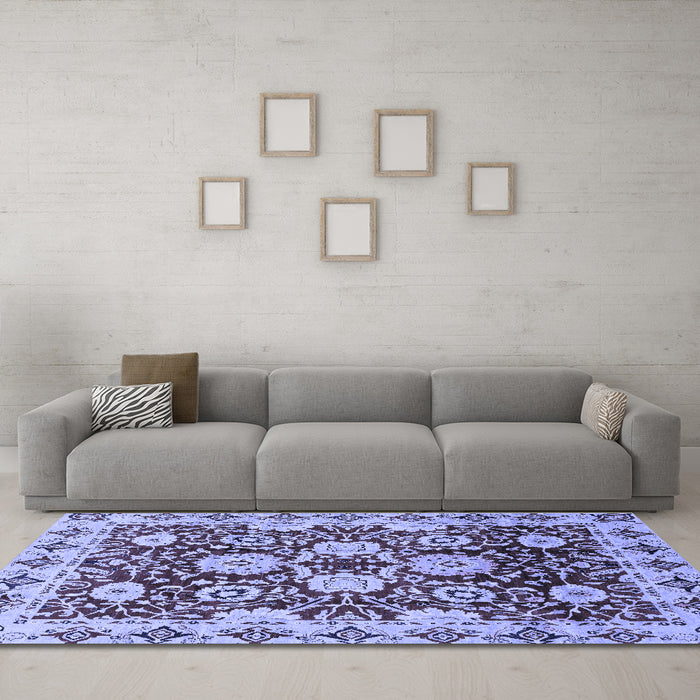 Machine Washable Abstract Blue Modern Rug in a Living Room, wshabs3890blu