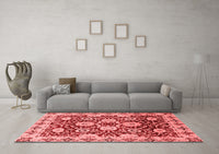 Machine Washable Abstract Red Modern Rug, wshabs3890red