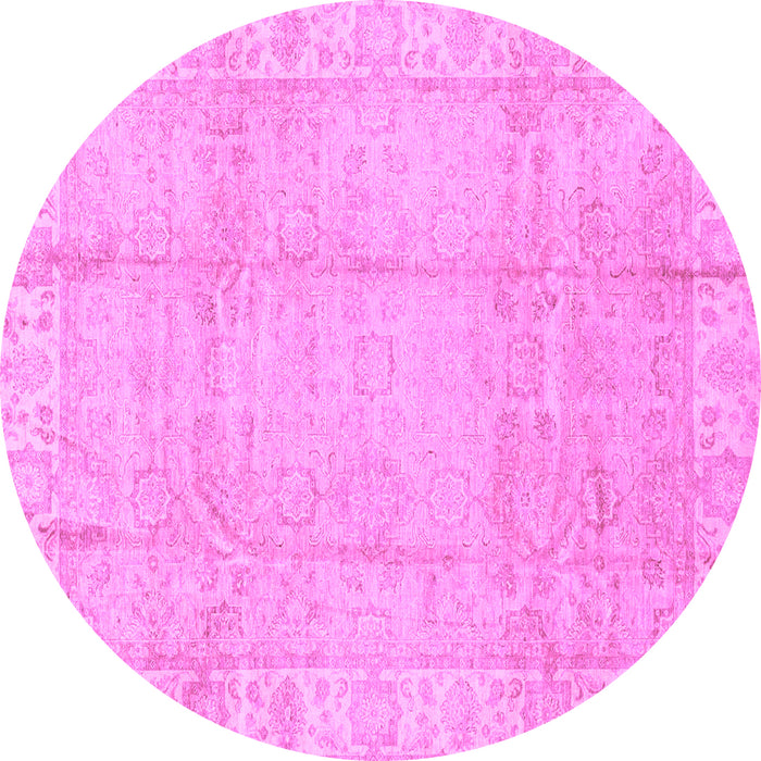 Round Machine Washable Oriental Purple Traditional Area Rugs, wshabs3891pur