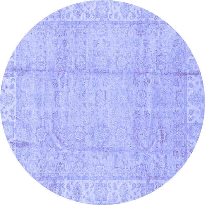 Round Oriental Blue Traditional Rug, abs3891blu