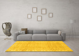 Machine Washable Oriental Yellow Traditional Rug in a Living Room, wshabs3891yw