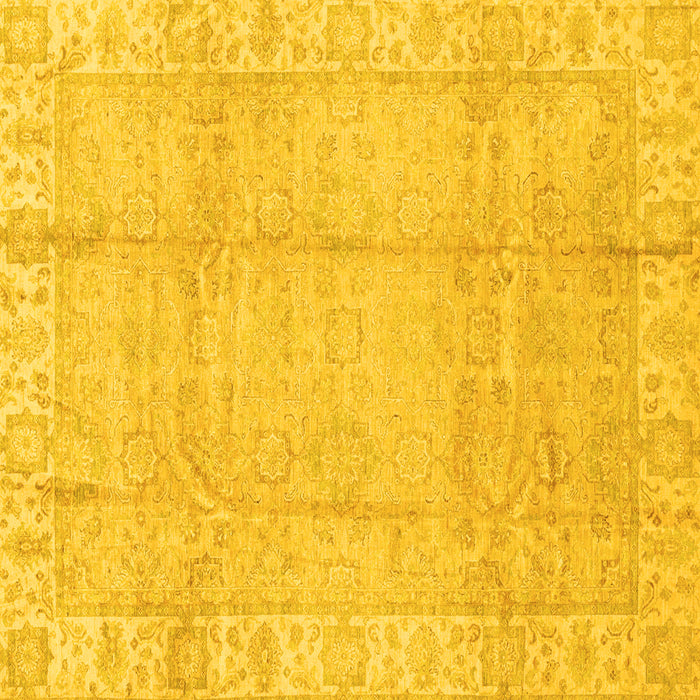 Square Machine Washable Oriental Yellow Traditional Rug, wshabs3891yw