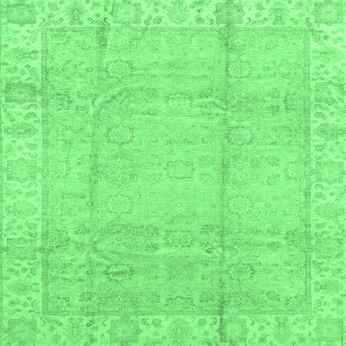 Square Machine Washable Oriental Emerald Green Traditional Area Rugs, wshabs3891emgrn