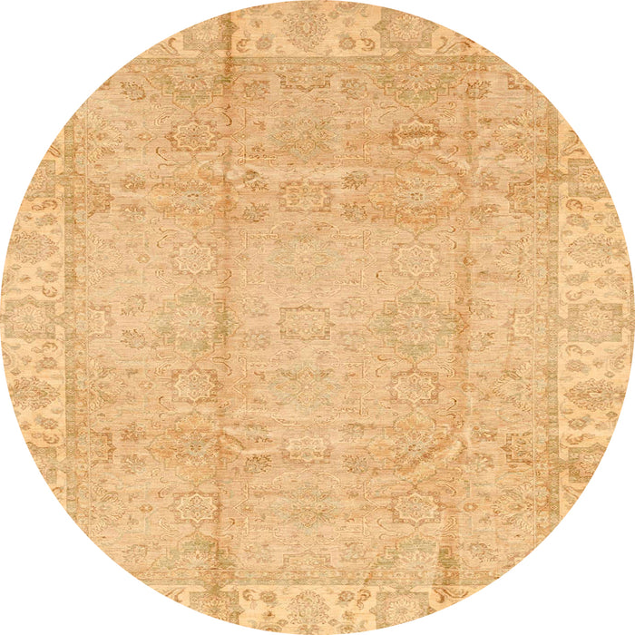 Round Abstract Orange Oriental Rug, abs3891