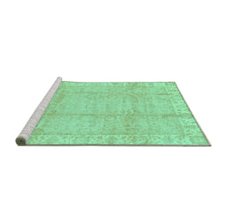 Sideview of Machine Washable Oriental Turquoise Traditional Area Rugs, wshabs3891turq