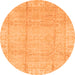 Round Machine Washable Oriental Orange Traditional Area Rugs, wshabs3891org