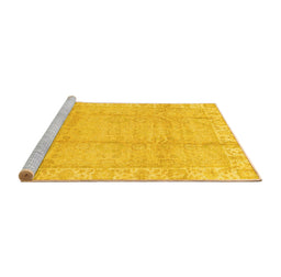 Sideview of Machine Washable Oriental Yellow Traditional Rug, wshabs3891yw