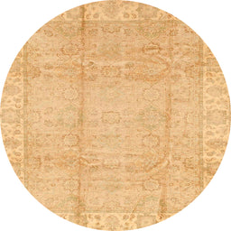 Round Machine Washable Abstract Orange Rug, wshabs3891