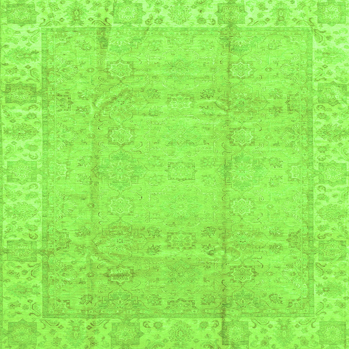 Square Machine Washable Oriental Green Traditional Area Rugs, wshabs3891grn