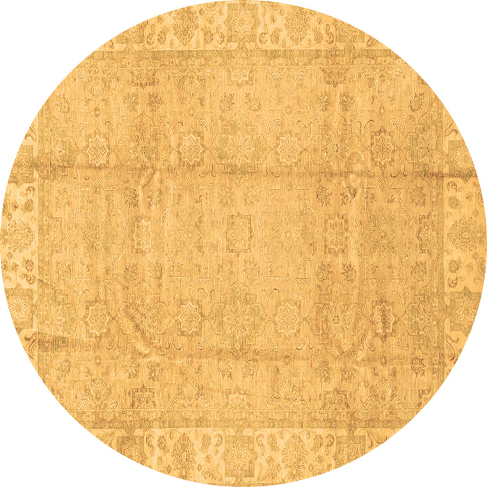 Round Oriental Brown Traditional Rug, abs3891brn