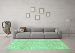 Machine Washable Oriental Turquoise Traditional Area Rugs in a Living Room,, wshabs3891turq