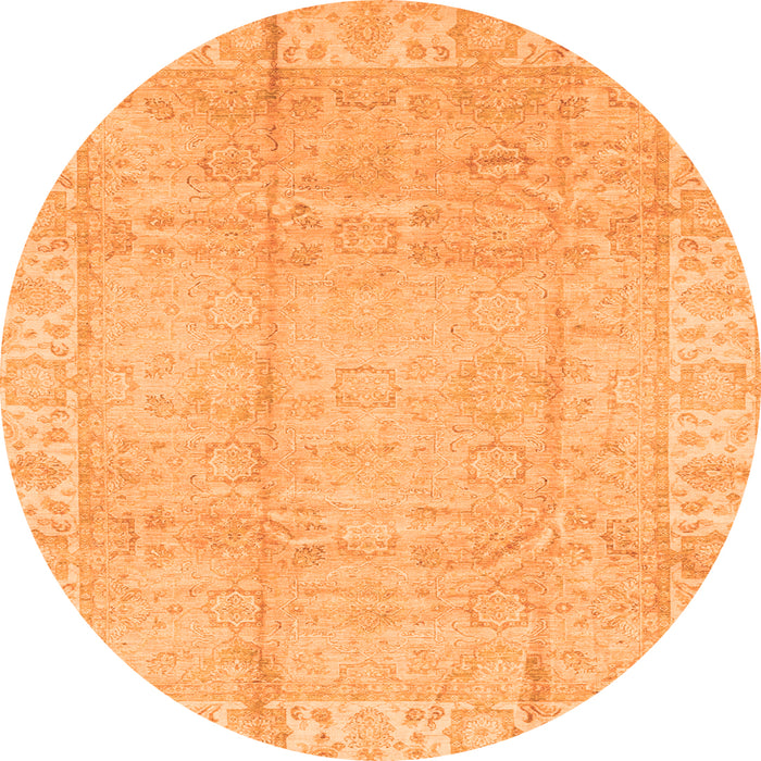 Round Oriental Orange Traditional Rug, abs3891org