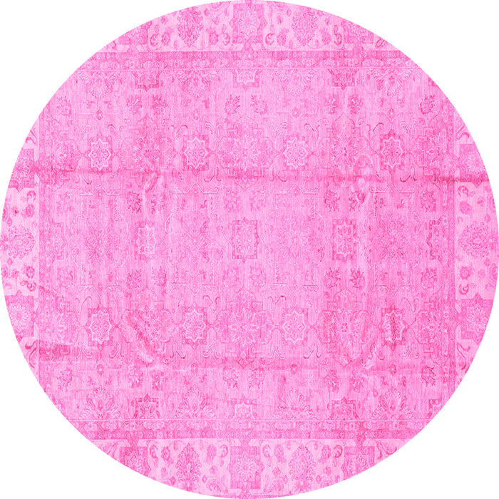 Round Oriental Pink Traditional Rug, abs3891pnk