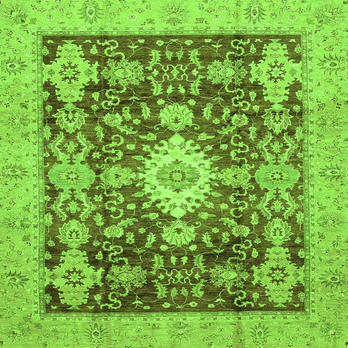 Square Machine Washable Oriental Green Traditional Area Rugs, wshabs3892grn