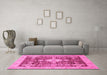 Machine Washable Oriental Pink Traditional Rug in a Living Room, wshabs3892pnk