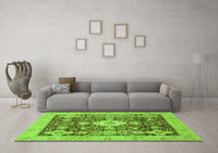 Machine Washable Oriental Green Traditional Rug, wshabs3892grn