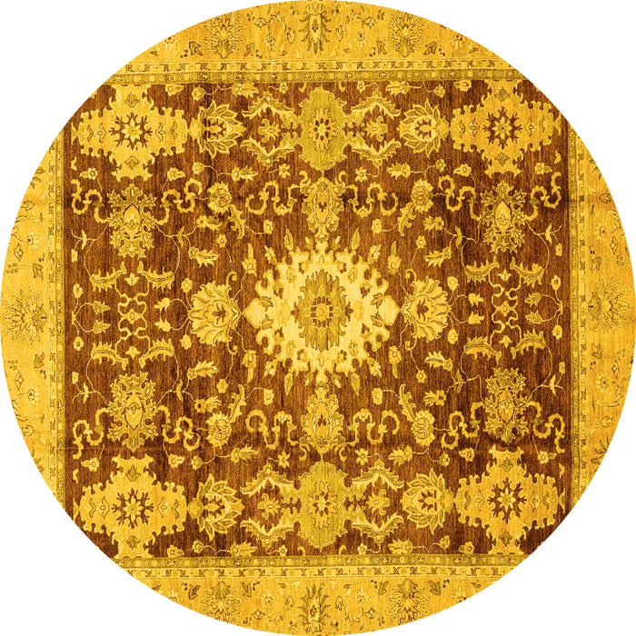 Round Oriental Yellow Traditional Rug, abs3892yw
