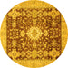 Round Oriental Yellow Traditional Rug, abs3892yw