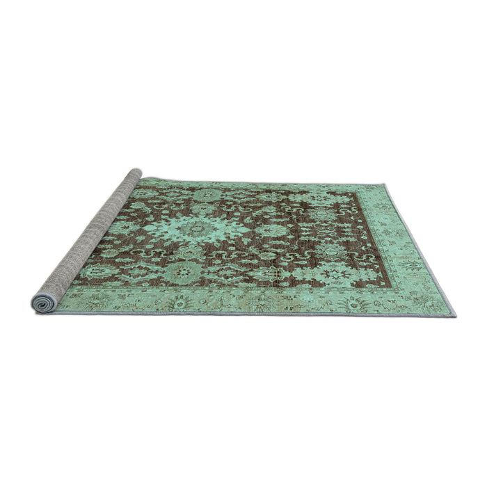 Sideview of Machine Washable Oriental Light Blue Traditional Rug, wshabs3892lblu