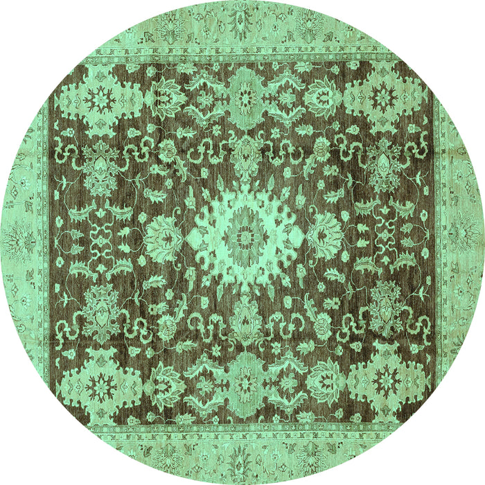 Round Oriental Turquoise Traditional Rug, abs3892turq