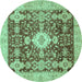 Round Oriental Turquoise Traditional Rug, abs3892turq