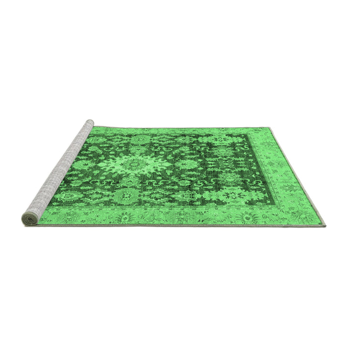 Sideview of Machine Washable Oriental Emerald Green Traditional Area Rugs, wshabs3892emgrn